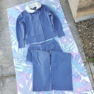 St. John Blue Sweatshirt with Cream Collar